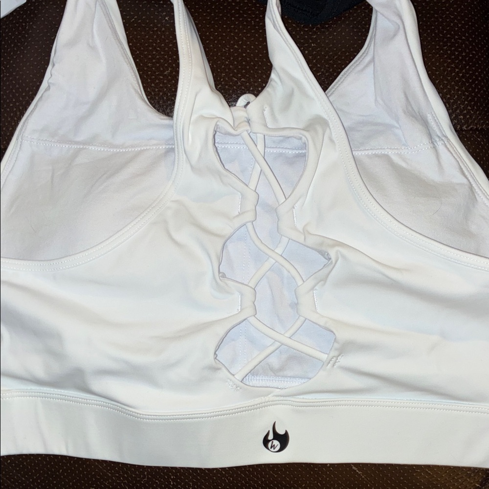 White Sports Bra with Crisscross Design